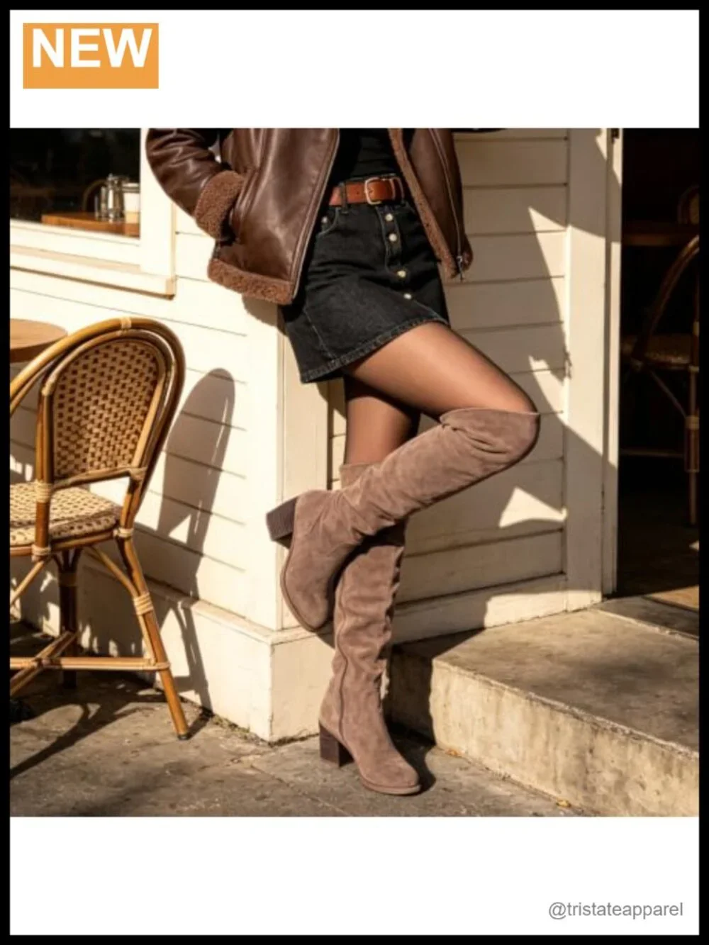 Over the Knee Thigh High Boots Block Heel Side Zipper Almond Toe Faux Suede